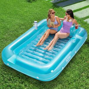 Divano gonfiabile XL, 4-in-1, con cuscini, blu, per piscina