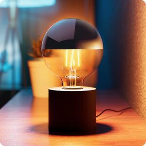 SSC-LUXon NAMBI lampada da tavolo nera con lampadina LED a specchio E27 bianco caldo - luce da tavolo con cavo e interruttore