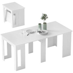 HOMCOM Tavolo da pranzo allungabile per cucina, fino a 6 persone, 60-180 x 85 cm, bianco