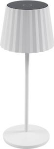 Lindby Lampada da tavolo ricaricabile a LED Esali, bianca, scanalature, 29 cm