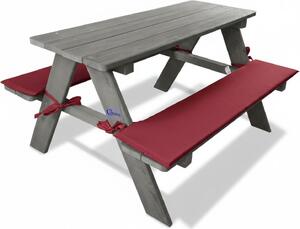 Coemo Set di sedute per bambini grigio Tavolo da picnic con imbottitura Tavolo da gioco Tavolo da giardino in legno