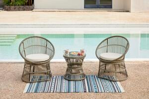 Happy Home Happy Home Set da giardino 3 pezzi con cuscini HGS49-BEI in rattan beige