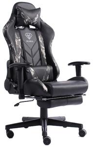 Sedia da gaming con poggiapiedi e braccioli ergonomici 4D; sedia da gaming dal design ergonomico in stile sportivo; sedia da gaming con cuscini di sostegno per la schiena regolabili; sedia da ufficio; colore: nero/grigio militare