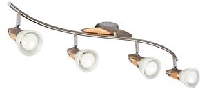 Plafoniera Lindby Marena, 4 luci, vetro, legno, lunghezza 83 cm
