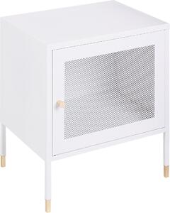 BELIANI Comodino in metallo bianco struttura in acciaio rete metallica con anta design industriale camera da letto stoccaggio