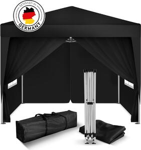 Gazebo pieghevole Kronenburg 2x2m - impermeabile, protezione UV 50+, 4 pannelli laterali, nero