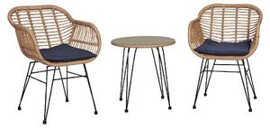 Happy Home Happy Home Set da balcone 3 pezzi Set da bistrot Set casual con cuscini HGS65-DBL blu scuro
