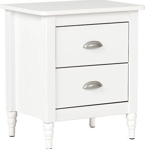 BELIANI Comodino bianco 2 cassetti stile retro camera da letto