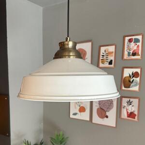 Lampada a sospensione Asletl Ø35 cm, lampada a sospensione industriale in metallo bianco-bianco
