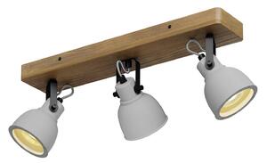 Lindby Spot Mitis, 50 cm, 3 piani, grigio, legno, cemento, GU10
