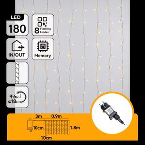 Aigostar - LED Catena luminosa natalizia per esterni 180xLED/8 funzioni 3,9x1,8m IP44 bianco caldo