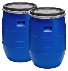 Set di 2 fusti a collo largo da 60 litri in HDPE per alimenti con coperchio, cisterna per acqua piovana GD-0122