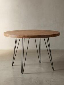 Tavolo da pranzo di design BAGLI rotondo Ø 120 x 78 cm in legno massello di sheesham, tavolo da pranzo in stile rustico marrone, tavolo per sala da pranzo, tavolo da cucina per 4 persone