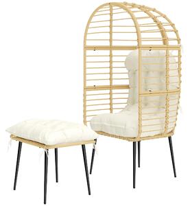 Poltrona da giardino Outsunny con poggiapiedi in rattan PE a forma di uovo, con cuscini