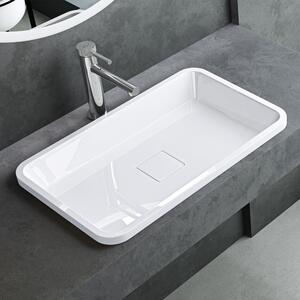Lavabo da incasso Mai & Mai, circa 53x33x10,5 cm (LxPxA:), lavabo di design in marmo colato bianco lucido con copri scarico Col104
