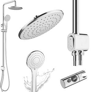 Sistema doccia senza rubinetto in acciaio inox con pulsante - Set doccia wellness a risparmio idrico del 50% senza rubinetto - Set soffione - Con supporto a parete