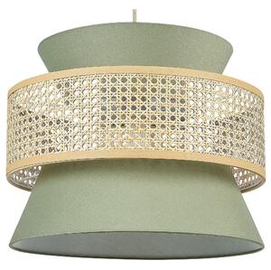 BELIANI Lampada a sospensione in rattan verde naturale con paralume in poliestere Illuminazione a sospensione Boho