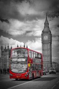 Fotografia artistica London Houses Of Parliament Red Bus, Melanie Viola, (26.7 x 40 cm)
