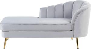 BELIANI Sedia pigra in velluto grigio rivestimento gambe in metallo nero lato destro design moderno mobili da salotto