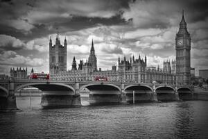 Fotografia London Westminster Bridge Red Buses, Melanie Viola, (40 x 26.7 cm)