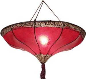 Lampada da soffitto in pelle di henné / plafoniera - Salem Red, pelle, ferro, 20*50*50 cm, lampade da soffitto orientali