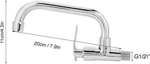 Rubinetto per lavello da parete, attacco G1/2, monocomando, 20 cm, per acqua fredda, da montare a parete