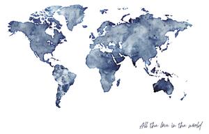 Illustrazione Worldmap blue watercolor, Finlay & Noa, (40 x 30 cm)