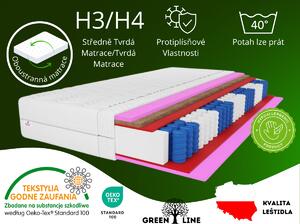 Materasso a molle insacchettate MARPUR, 160x200 cm, modello Folyeso, 7 zone, con strato in cocco, rigidità H3/H4, altezza 26 cm