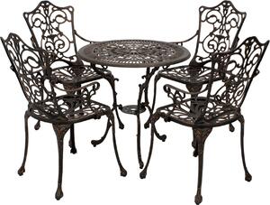 Set da giardino DEGAMO Bistroset in stile Art Nouveau, 5 pezzi, fusione di alluminio color bronzo anticato, resistente alle intemperie