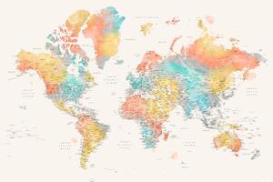 Mappa Detailed colorful watercolor world map Fifi, Blursbyai, (40 x 26.7 cm)