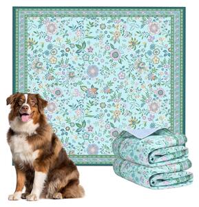 Set di 2 tappetini lavabili per cuccioli, dimensioni 122 x 122 cm, impermeabili, con motivo floreale