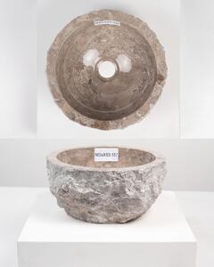 Lavabo in marmo, diametro 30 cm, forma rotonda, colore grigio, marmo naturale