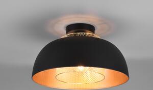 Plafoniera LED paralume in metallo nero oro, industriale, rotondo Ø 35cm