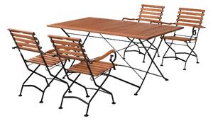 Set di mobili da giardino Merxx Schlossgarten 5 pezzi, 4 poltrone pieghevoli, tavolo pieghevole 160 x 90 cm - acciaio piatto con eucalipto