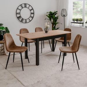 Tavolo rettangolare allungabile rovere e nero Coburg120 120x70x76,5