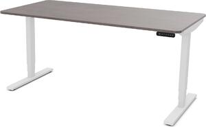 Scrivania ASSMANN regolabile elettricamente in altezza Y-Line Curved in calcestruzzo a vista bianco antracite, 180x80cm, funzione memoria, motorizzazione a 2 ripiani