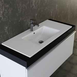 Lavabo da incasso in Vetroceramica VILSTEIN, 92 cm, bianco, con troppopieno, lavabo da incasso, lavabo da appoggio