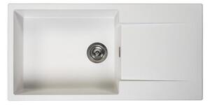 Lavello in granito Reginox con scolapiatti, vasca sinistra, Amsterdam 540 Pure White 54x44 cm R30790