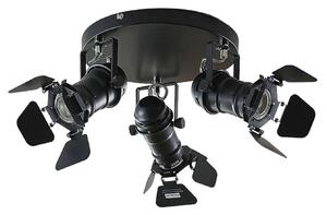 Faretto da soffitto Lindby Tilen, 3 luci, nero, metallo, Ø 54 cm