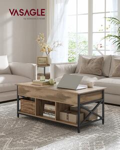 Tavolino VASAGLE, regolabile in altezza, vano portaoggetti nascosto, 60 x 120 x (48-62) cm