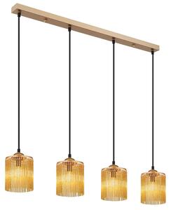 Lampada a sospensione a LED, oro, bacchette in acrilico ambra, L 87 cm