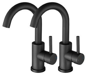 Miscelatore monocomando nero per bagno, con rotazione a 360°