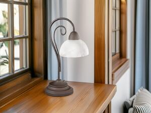 Grande lampada da tavolo a LED in stile country con paralume in vetro, lampada da comodino 40 cm