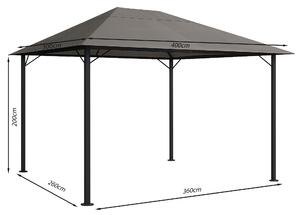 Padiglione da giardino in metallo Nizza 3x4m tenda per feste Taupe / Beige grigio RAL 7006