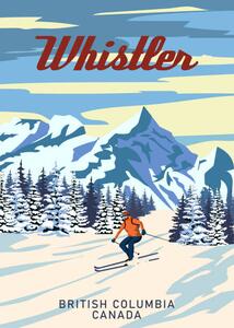 Illustrazione Whistler Travel Ski resort poster vintage, VectorUp, (30 x 40 cm)