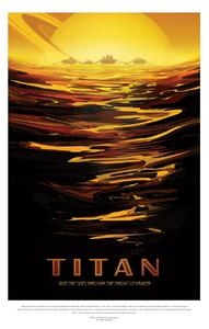Illustrazione Titan Retro Planet Moon Poster - Space Series Nasa, (26.7 x 40 cm)