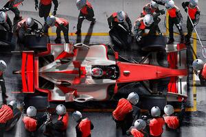 Fotografia artistica F1 pit crew working on F1 car, Jon Feingersh, (40 x 26.7 cm)