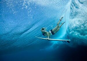 Fotografia Female Pro surfer at Cloud Break Fiji, Justin Lewis, (40 x 26.7 cm)