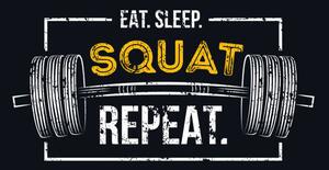 Illustrazione Eat sleep squat repeat Gym motivational, Mitoria