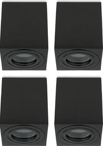 Sweet LED Faretto da incasso per bagno, quadrato GU10, copertura in alluminio nero, faretto da incasso, set da 4